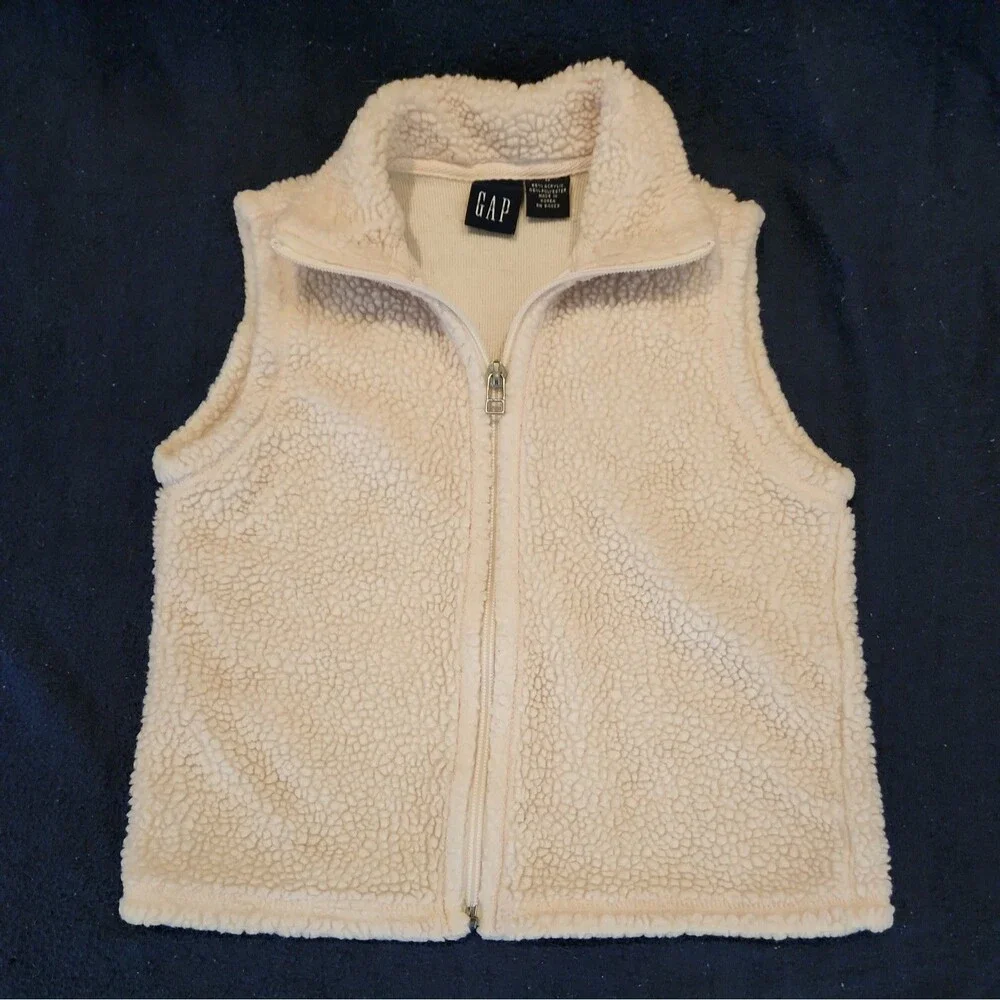 GAP Light Pink Fleece Vest Kids Small Zip Front Sleeveless Collared No Pockets
